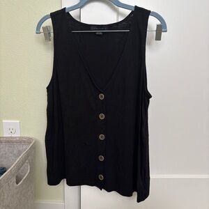 Black Button Front Tank Top